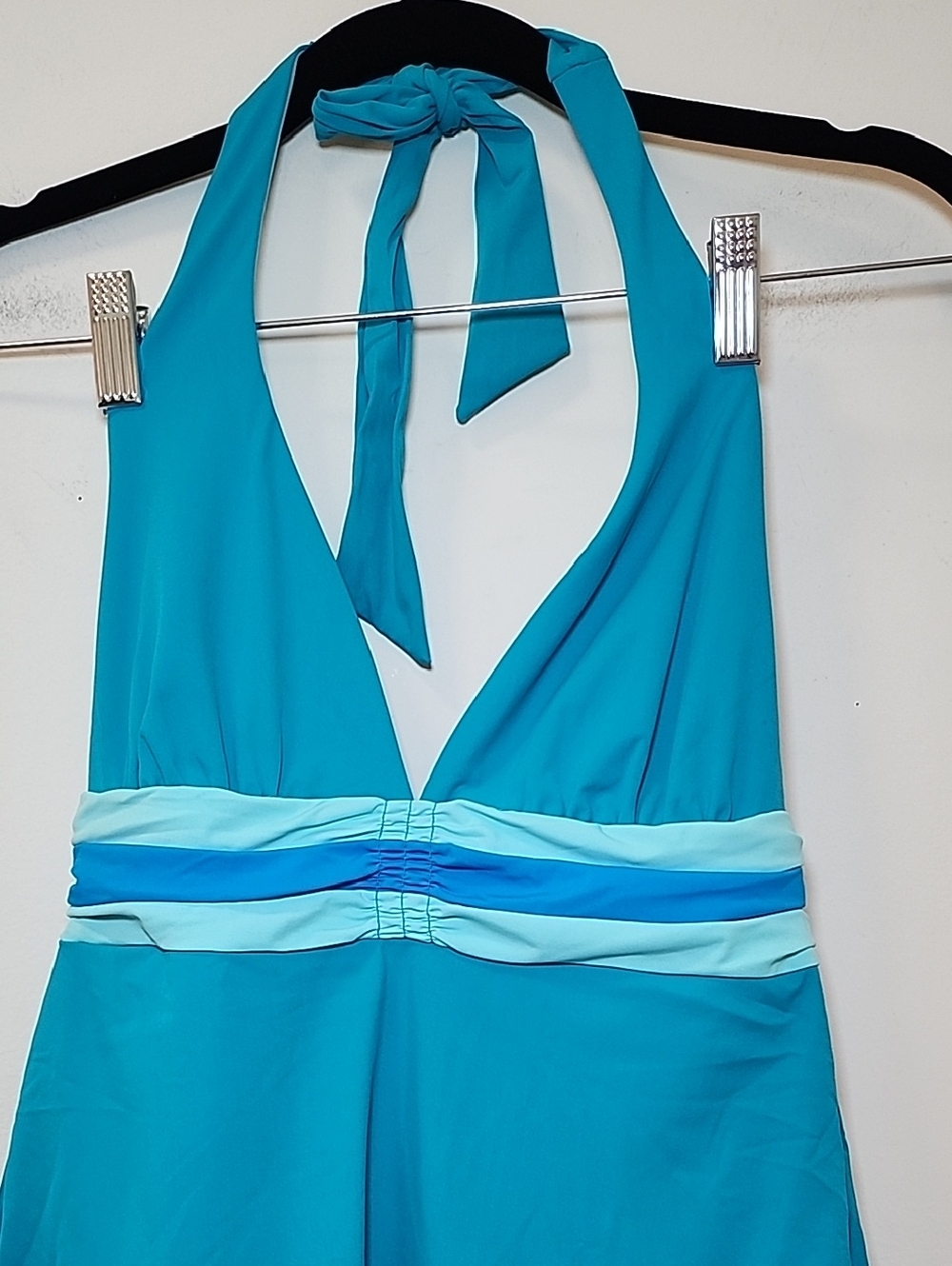 NWT Spanx  735 Tankini one piece Shapewear Swim slimming halter Teal 8 - Picture 4 of 16